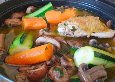Poulet « bouillon » aux légumes