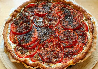 Tarte tomates et chèvre frais